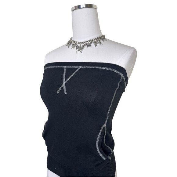 Y2K Xhilaration Black Subversive Strapless Sweater Tube Top Size Medium - Picture 2 of 7